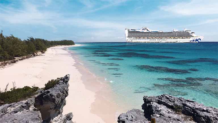 a family snorkeling together on a Bahamas cruise