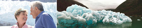 Couple viewing Alaskan glaciers