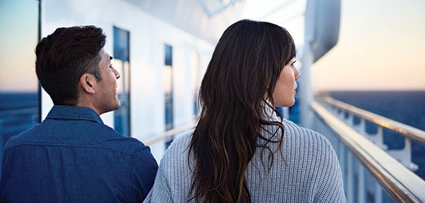Taking a stroll on deck, on board a Princess cruise