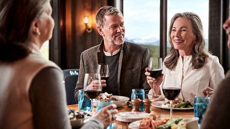 Guests enjoy a meal together at North Fork Restaurant