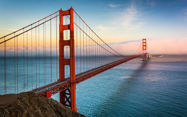 Golden gate bridge on inside passage Alaska cruise from San Francisco