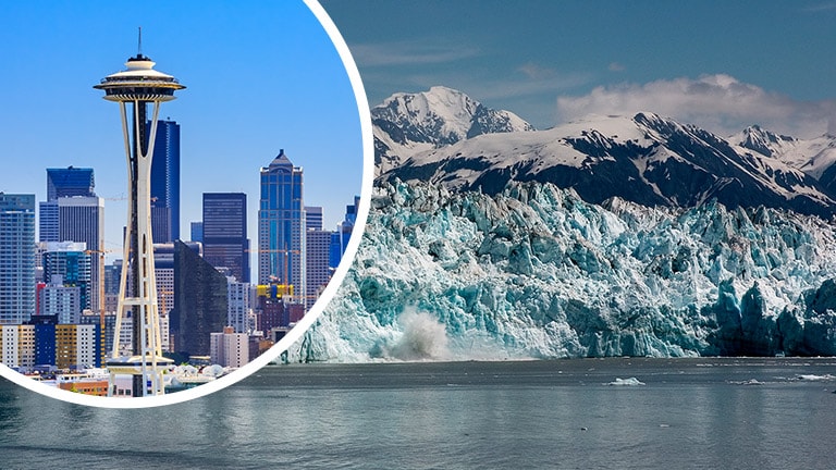 Alaska glaciers on an inside passage cruise to Alaska from Seattle