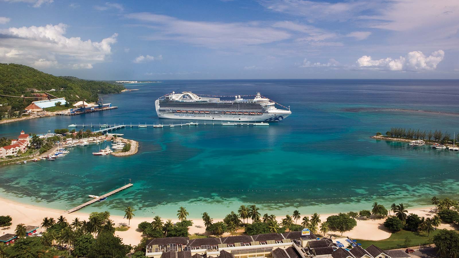 Princess Cruises cruise ship docked in bay
