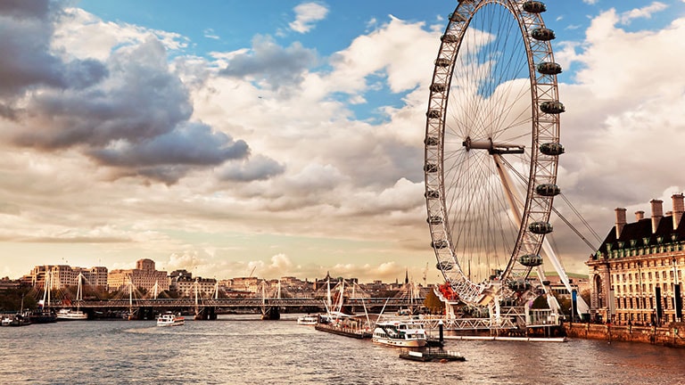 The London Eye ferris wheel on a cloudy day