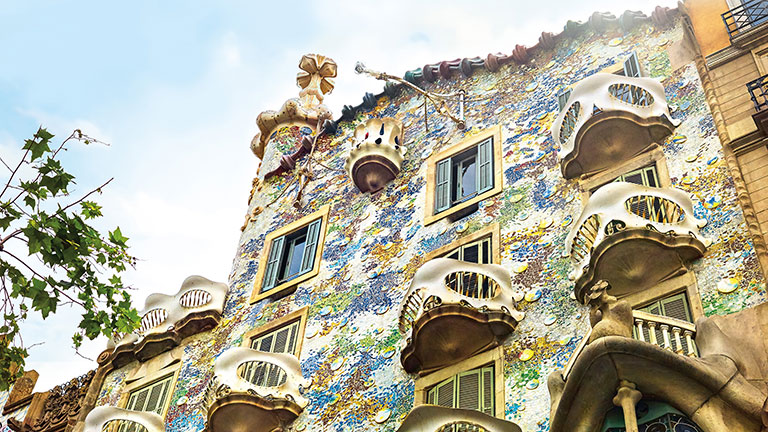 An ancient Spanish building in Barcelona, Spain