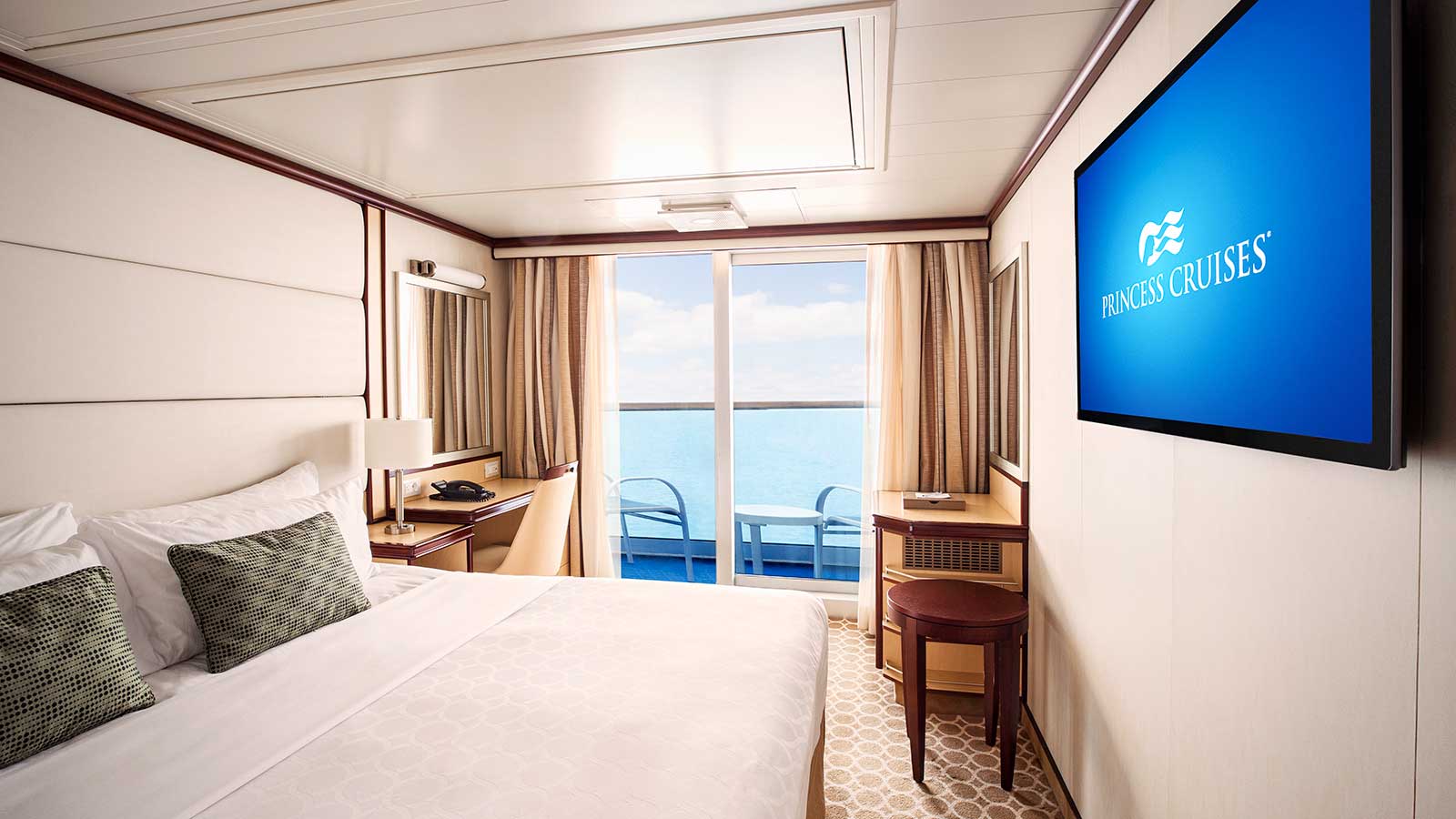 Image of Balcony Accommodation, sourced from: Princess Cruise Lines https://www.princess.com/images/global/ships-and-experience/ships/products/staterooms/royal-class-balcony-1600.jpg