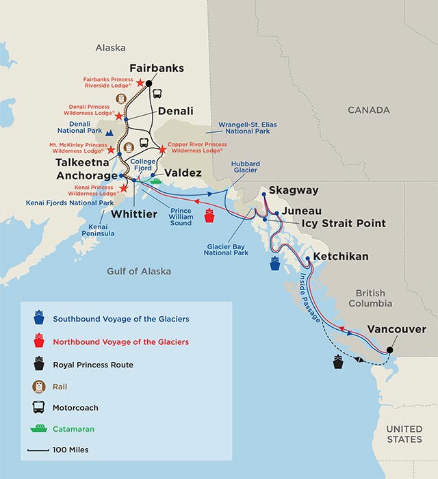 alaska cruise ports map