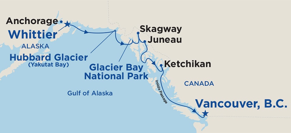 princess cruises alaska route map