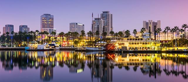 A nighttime view of the Long Beach skyline